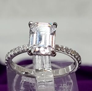 Emerald Cut Sterling Silver Ring